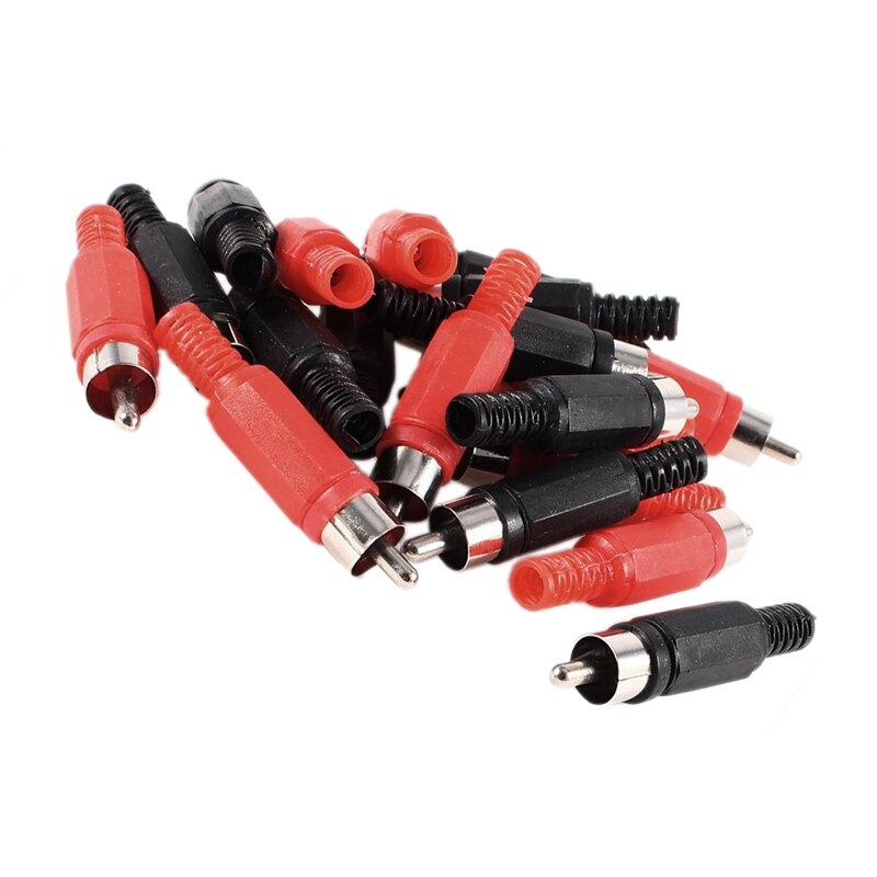 20Pcs 2 Way Stereo Speaker Plate Terminal Strip Push Connector Block &amp; 20 Pcs Black Red Solder RCA Male Plug Audio Video Adapter