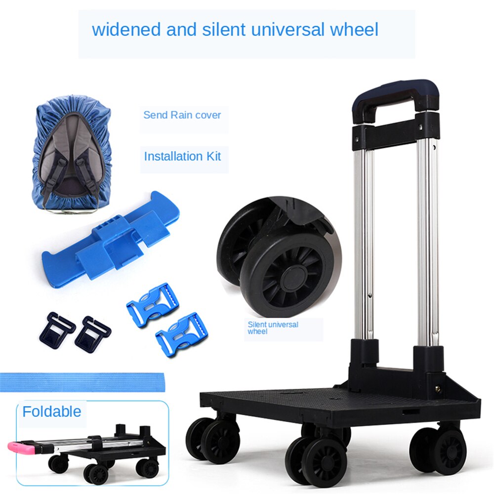 B-LIFE Folding School Bag Trolley Dolly Cart Student Backpack with Rolling Wheels Portable Luggage Cart Perfect for Childen: R1