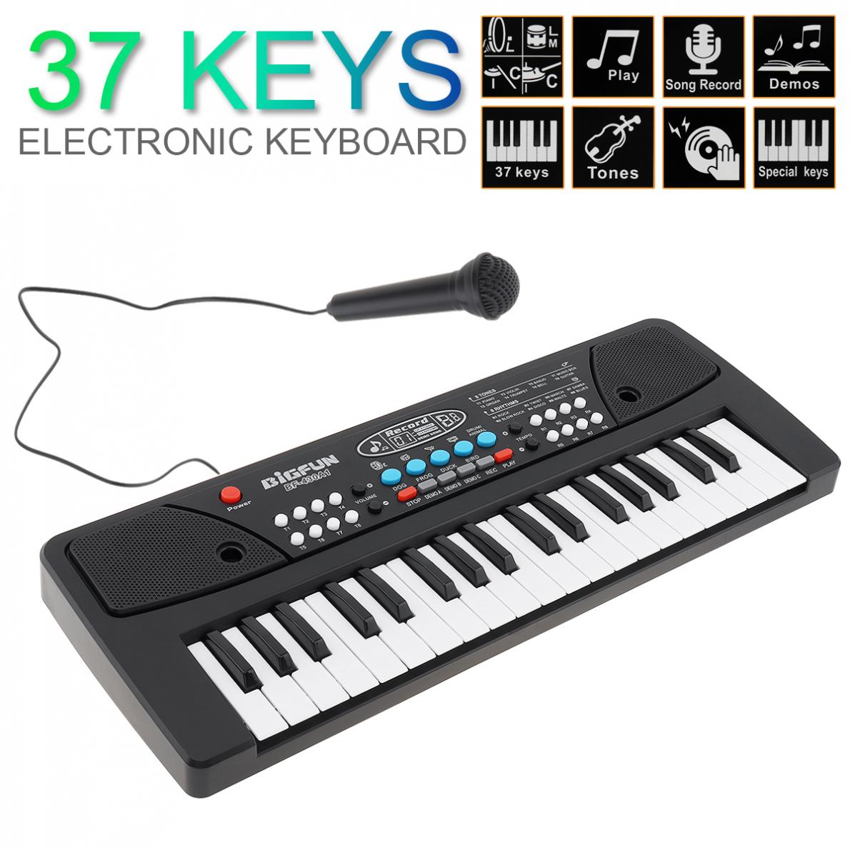 Electronic Organ 37 Keys Electronic Keyboard Piano Digital Music Key Board with Microphone Children Musical Enlightenment