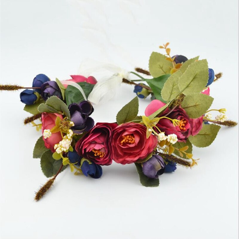Diadema de flores grandes Bohemia para mujer, diadema, corona, vid, Festival, boda: B