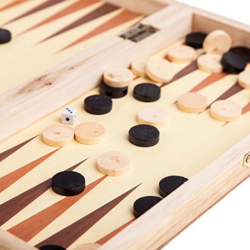 Houten Opvouwbare 3 In 1 Schaken Backgammon Checkers Rome Schaakspel Board Reizen Party Entertainment 30*30 Cm 1 set