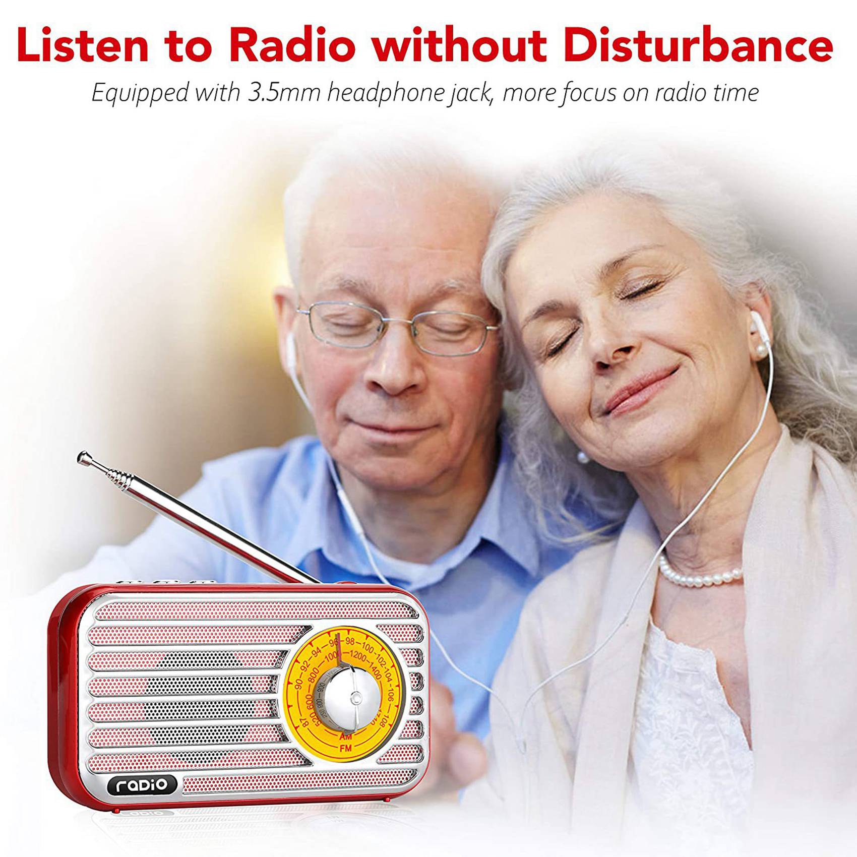 Retro Radio Am/Fm Draagbare Radio Heeft De Beste Ontvangst De Hoofdtelefoonaansluiting Voor Joggen Wandelen En Reizen (rood)