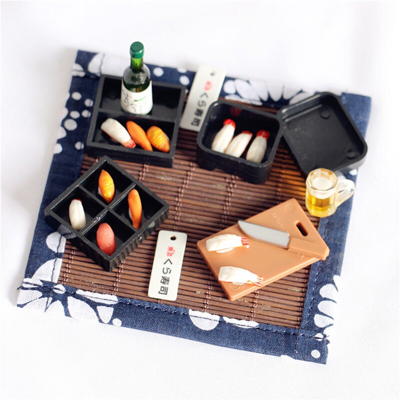 1:12 Miniature Picnic Lunch Box Japanese Style Sushi Box Cooking Utensil Toys for Dollhouse Kitchen Accessories