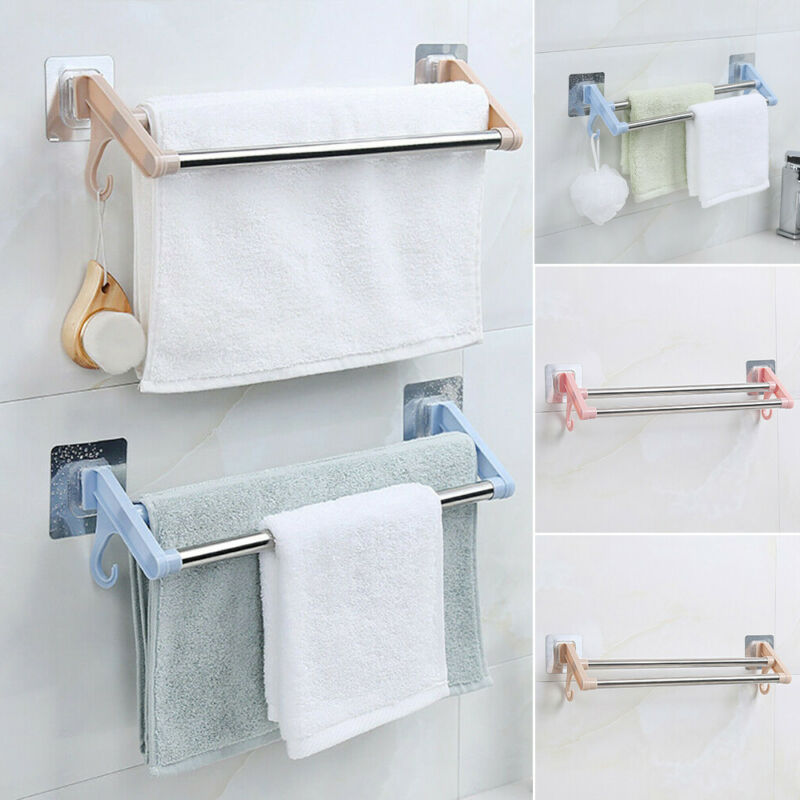Familt badeværelse håndklædestænger skinneholder holder vægmonteret selvklæbende hængende bøjlehylde