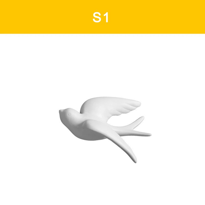 1pc 3D Ceramic Birds Murals Wall Hanging Decorations Crafts Home Ornaments VJ: s1