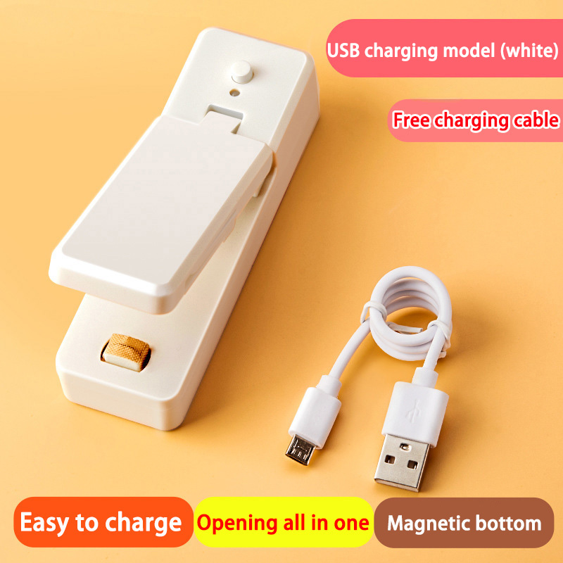 Mini Sealing Machine Cut Seal Dual-use Food Sealing Artifacts Snack Moisture-free Sealer Push Button Plastic Sealing Machine: Rose Gold