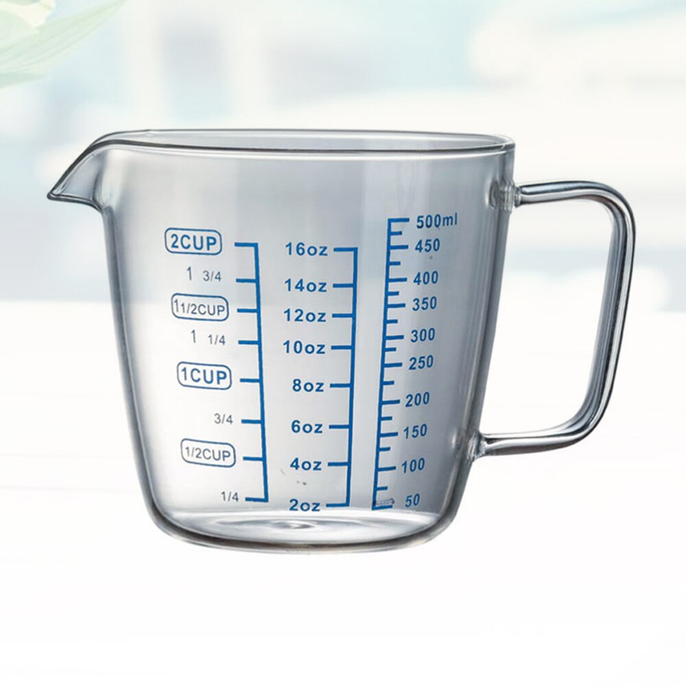 1PC 500ml Heat-resistant Glass Measuring Cup Children's Cup with Scale Microwave Measuring Cup Transparent Scale Cup