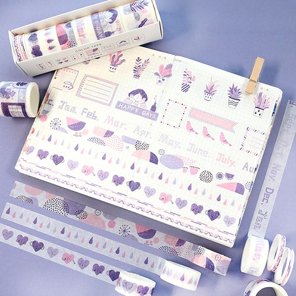 8 Pcs/Set Washi Tape Masking Washitape Wasi Tape De Decoracion Scrapbooking Cute Floral Deco Planner Wide Sakura Decorative: 13