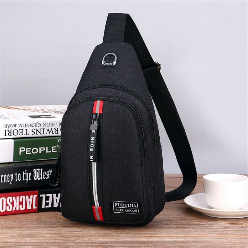 CANIS bolso de hombro para hombre Sling pecho Oxford USB carga deportes bandolera bolso