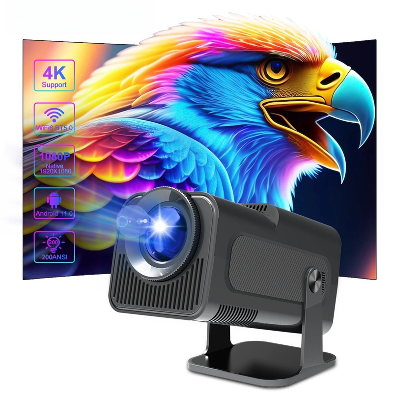 Projector Hy320Mini 4K Android 11 Dual Wifi6 200ANSI Allwinner H713 1280*720P Home Cinema Outdoor Projector，Upgrated HY300
