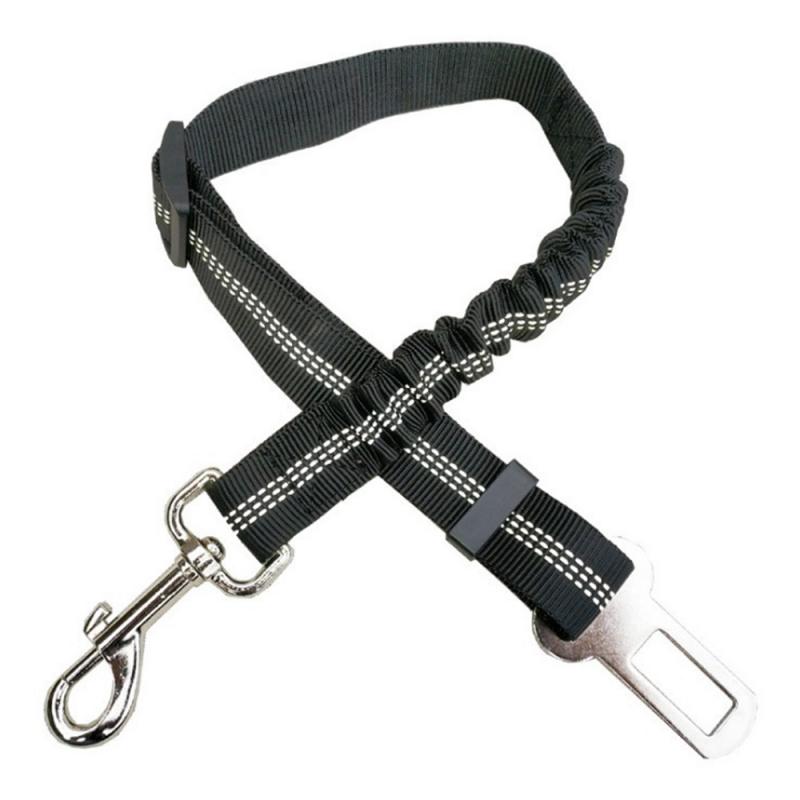 Anti-Shock Pet Dog Car Seat Belt Clip Bungee Lead Vehicle Travel Safety Harness: Black