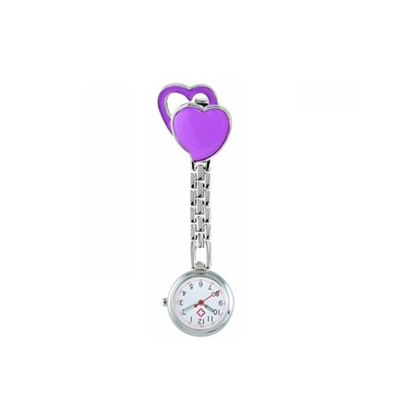 10 stuks/partij dubbele liefde hartvormige dames dames verpleegster zakhorloges kleine schattige quartz hanghorloges legering horloge