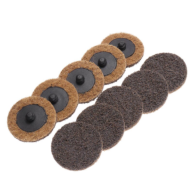 10Pcs 2" 50mm Sanding Roloc Discs Scotch Brite Roll Lock Surface Coarse Pads 60/80/100/150/180/240 Grit For Polishing