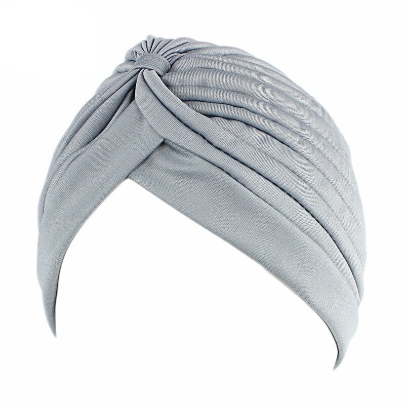 Plain Solid Hair Cap Turban Head Wrap Band Hat Bandana Hair Cap Sleeping Night Cap Hair Styling Accssories For Women: Light Grey
