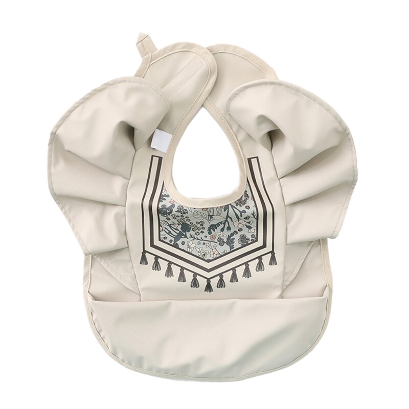 Zuigelingen Pu Leer Waterdicht Feeding Doek Baby Kwijlen Bib Burp Doek Met Pocket Tas Wasbaar Kinderen Tekening Schort