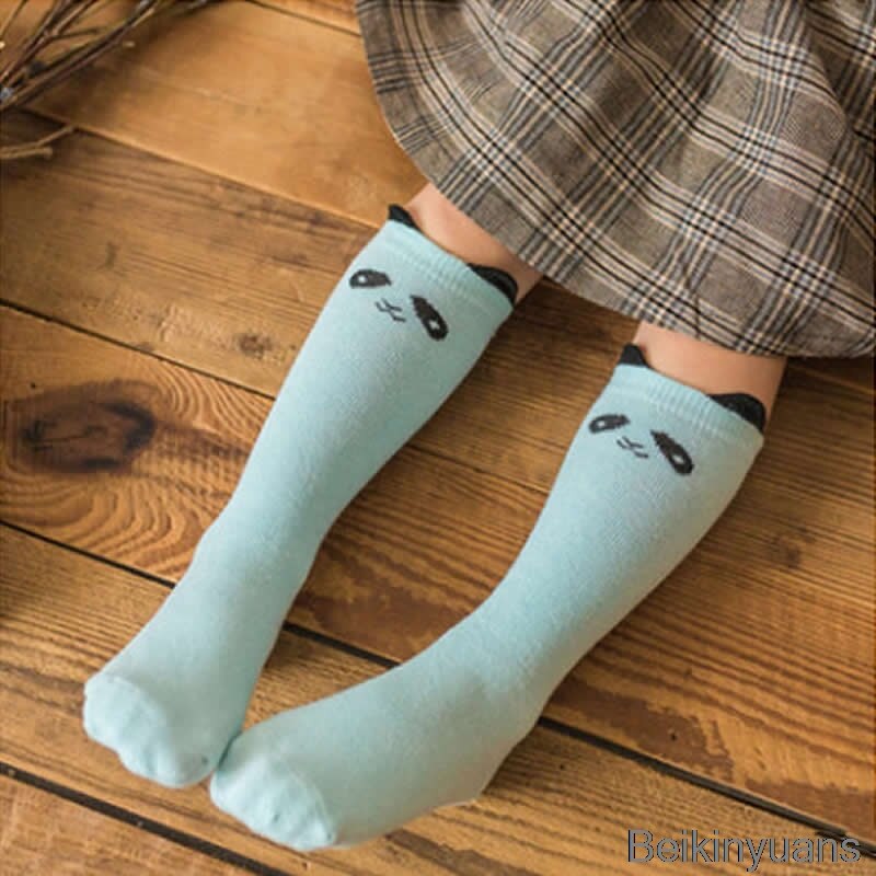 #39 met dierenprint, katoenen babysokken, kniehoge sokken met cartoonprint, schattige kindersokken voor peuters en meisjes