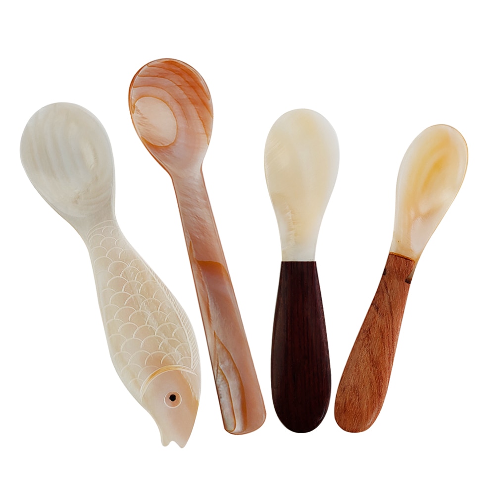 Natural Shell Spoon Deep Sea Shell Spoon Tableware Home Spoon Seasoning Box Spoon Brown Tablespoon