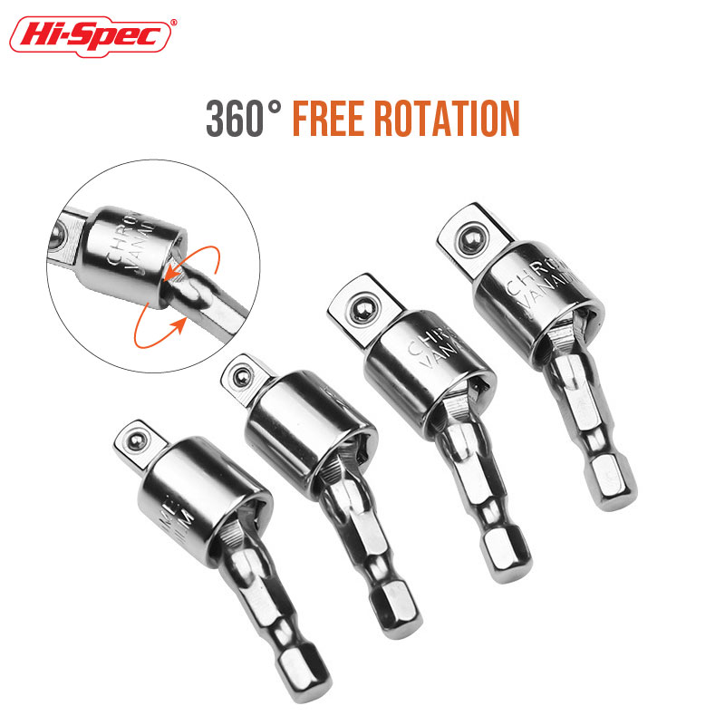 1/4" 3/8" 1/2" Ratchet Wrench Adapter Universal Joint Set Ratchet Angle Extension Bar Socket Adapter for Impact Driver