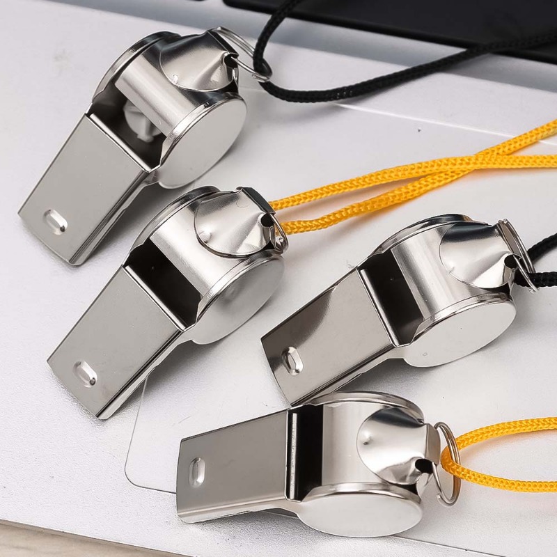 Stainless Steel Whistle with Lanyard Outdoor Referee Super Loud Whistle Cheerleader Sporting Goods for Training