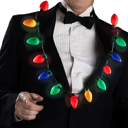 Limit 100 LED Light Up Christmas Bulb Necklace Party Favors for Adults or Kids