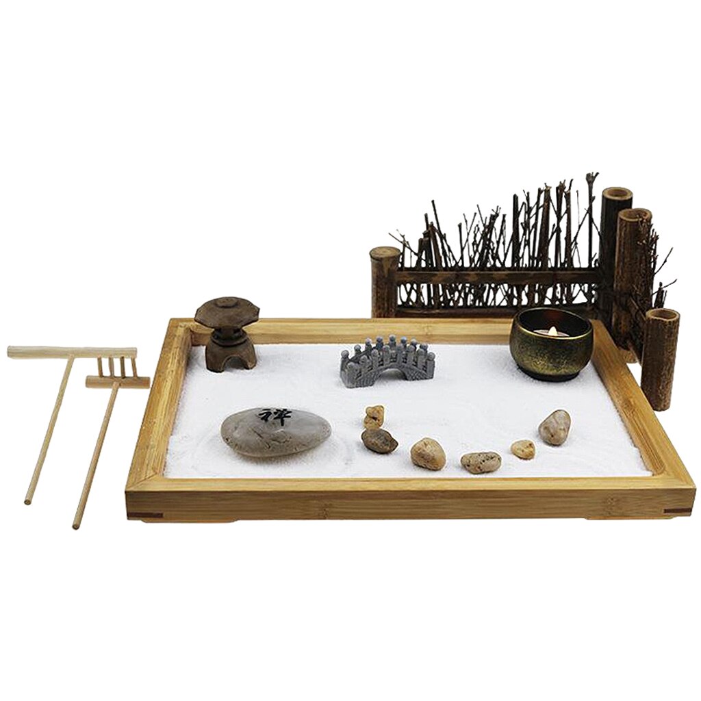 Arenero de jardín Zen, sala de estar Zen para bandeja de arena, Kit de jardín de arena para
