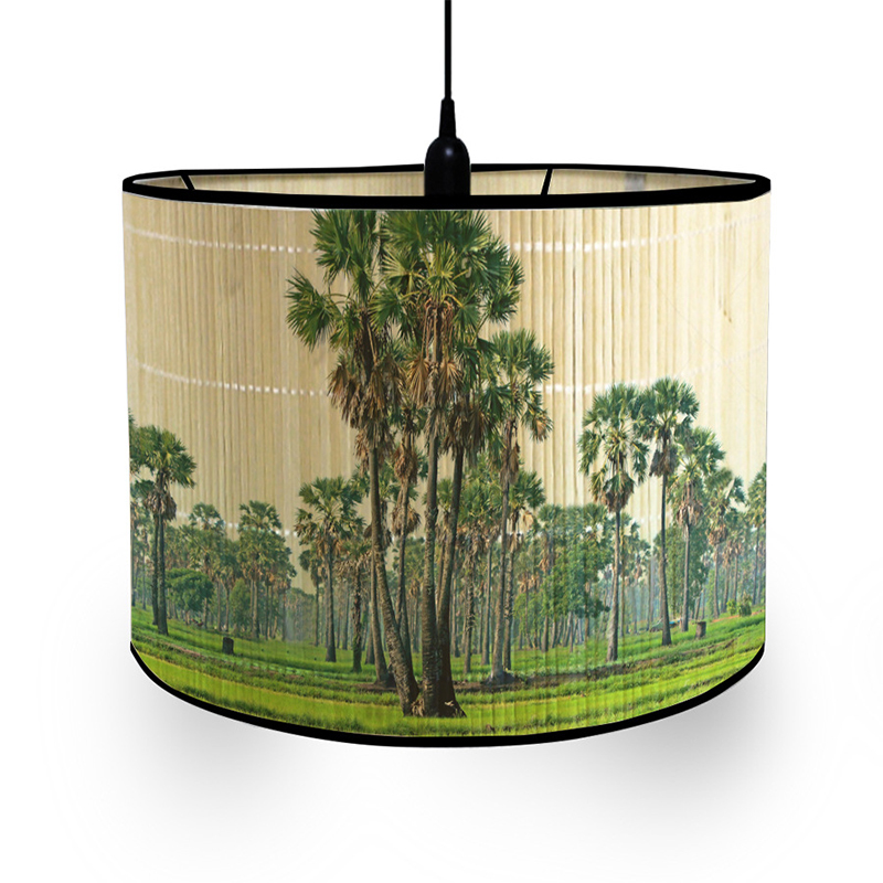 Neue nordisch retro Stil GrüNe Pflanze Blume VöGel Dekorative Malerei Handgemachte Bambus Lampenschirm Kronleuchter Licht Schatten Wohnkultur: Beige