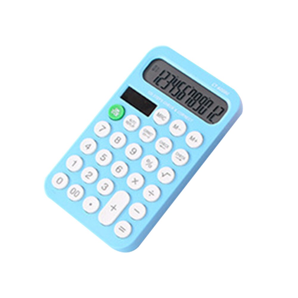 Office Large Screen Solar Calculator 12 Digits Solar Mini Calculator Handheld Office Supplies: Blue
