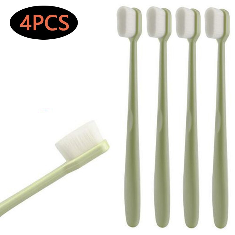 Ensemble de 4 brosses à dents Ultra-fines souples, millions de Nano soies, pour adulte, nettoyage en profondeur, Portable, voyage, soins buccaux: A06