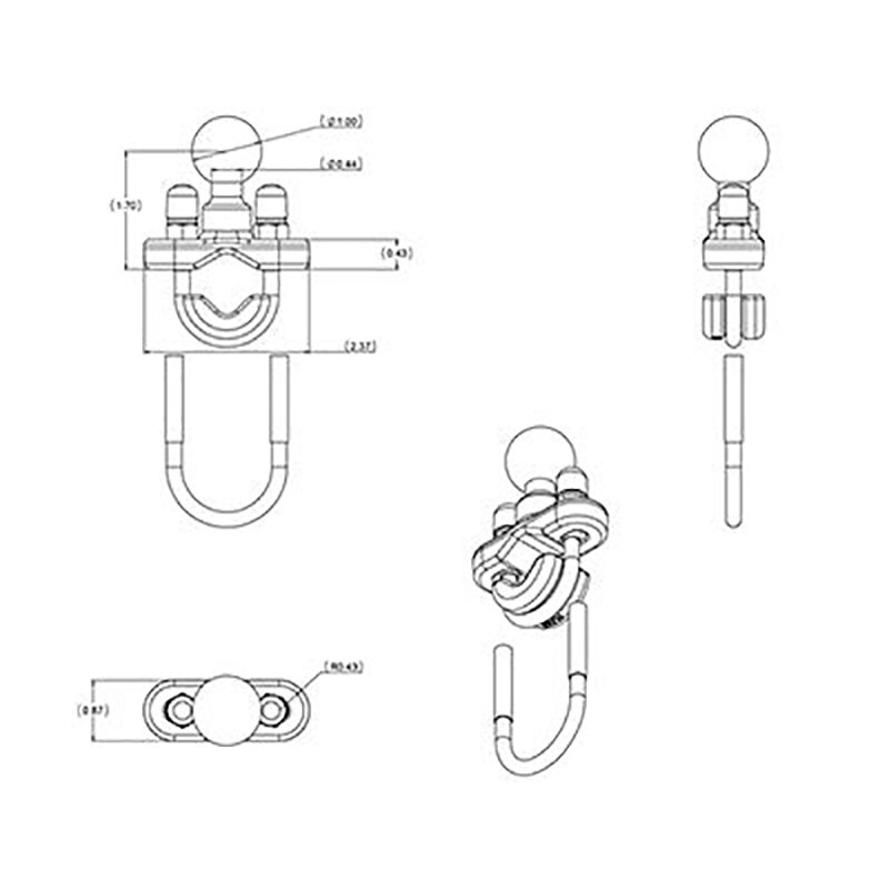 Manillar de motocicleta u-bolt, Guía para la bicicleta, Base de montaje de riel, soporte de manillar de motocicleta con bola de 1 pulgada, accesorios de motocicleta U-S
