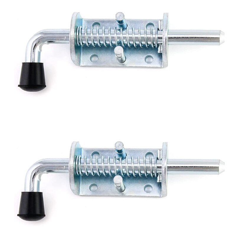 Spring Loaded Latch Pin, 2 Pack 6 Inch Heavy Duty Zinc Coated Barrel Bolt Lock Spring Loaded Latch Locking Door Lock