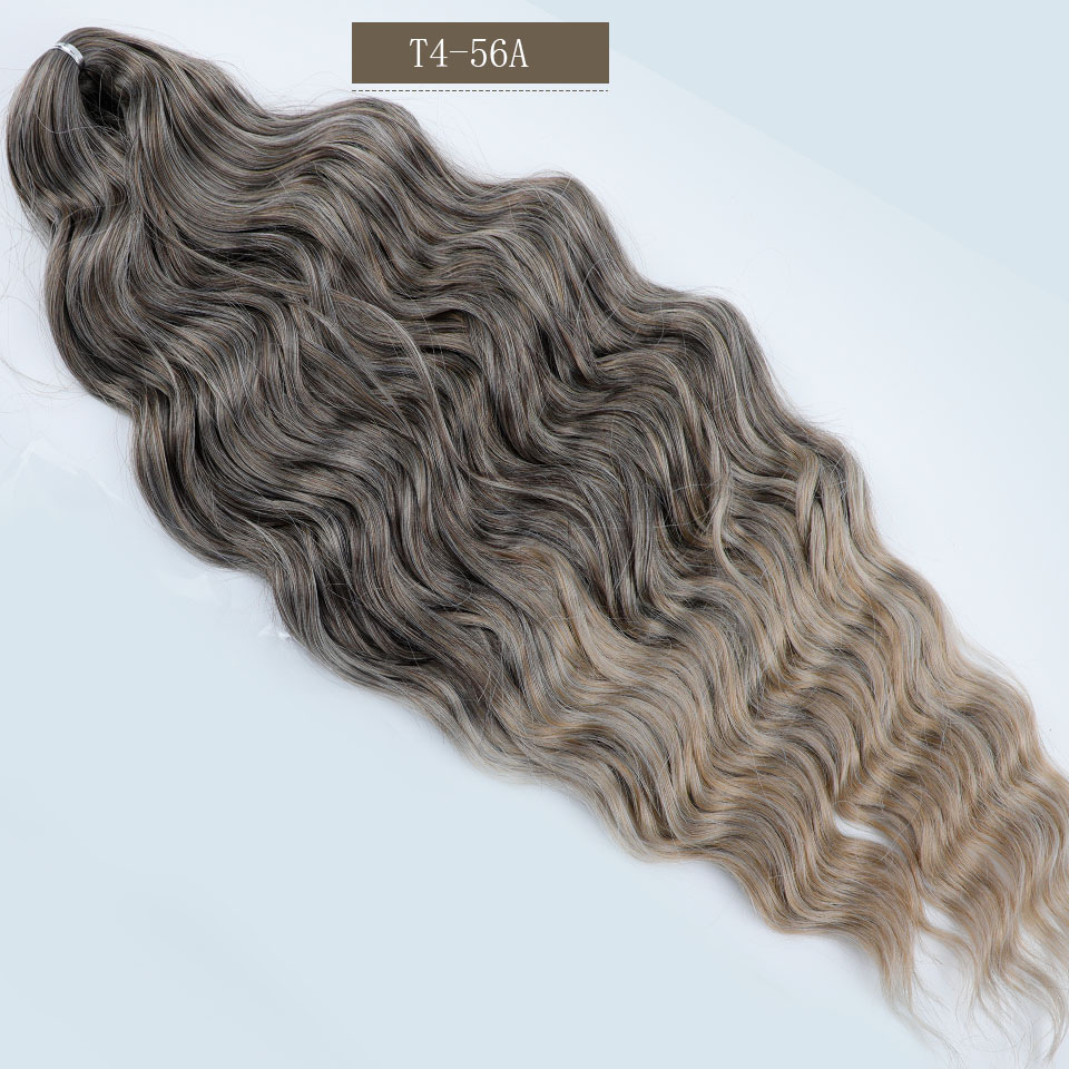 Anna 3 stk. 24 cm løse dybe bølger hæklede fletninger pink ombrefarvede regnbue hårextensions grå hvid fletning hår blond 613