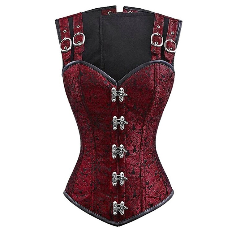 Steampunk Overbust Frauen Korsett verrotten Stahl Knochen Korse oben Schwarz gotisch Kleidung Punk Gothic Mieder Kostümich: verrotten / S