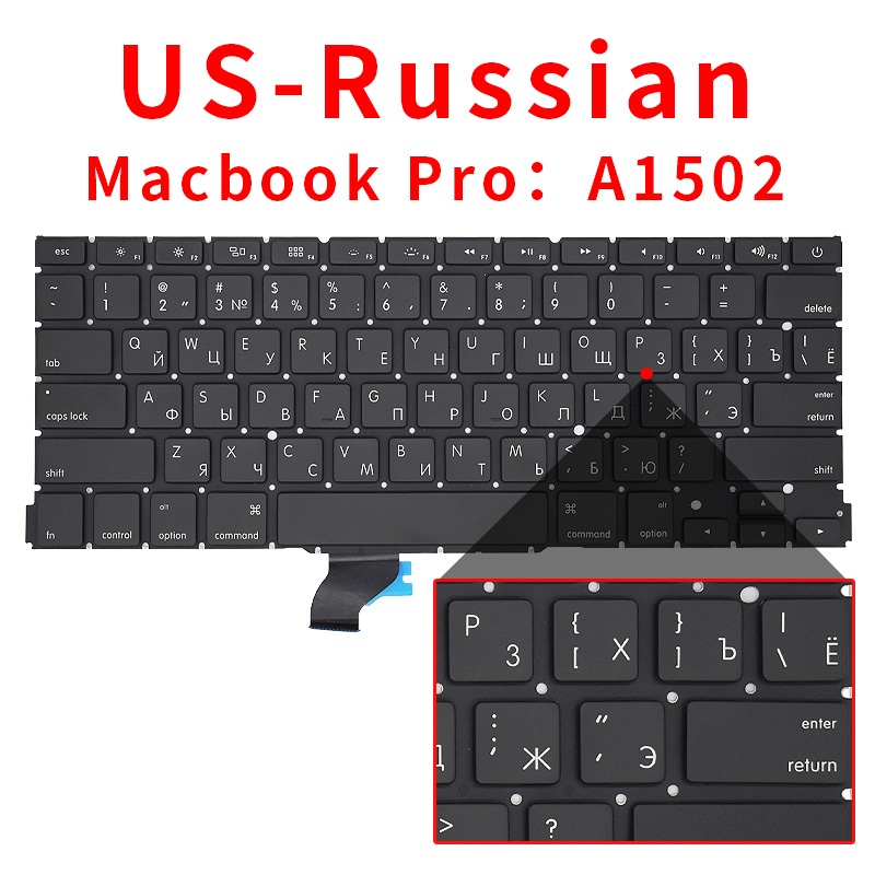 A1502 keyboard for Macbook Pro Retina 13.3 inches laptop ME864 ME865 ME866 keyboards Brand: silver