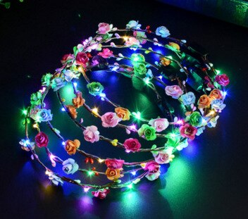 24Pcs Led Gloeiende Kroon Bloem Haarband Krans Party Kinderen Meisje Vrouwen Hoofdband: Random Color