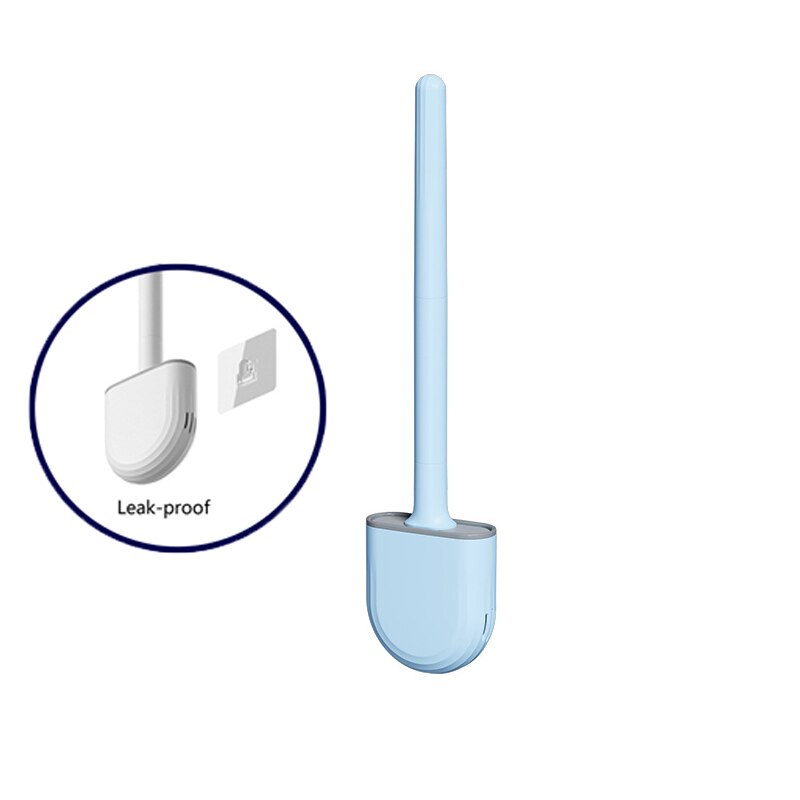 Brosse de toilette en Silicone Durable, Golf brosse de toilette créative à Long manche, brosse de nettoyage sans impasse, outil domestique, accessoires de salle de bain: Blue Leak-proof