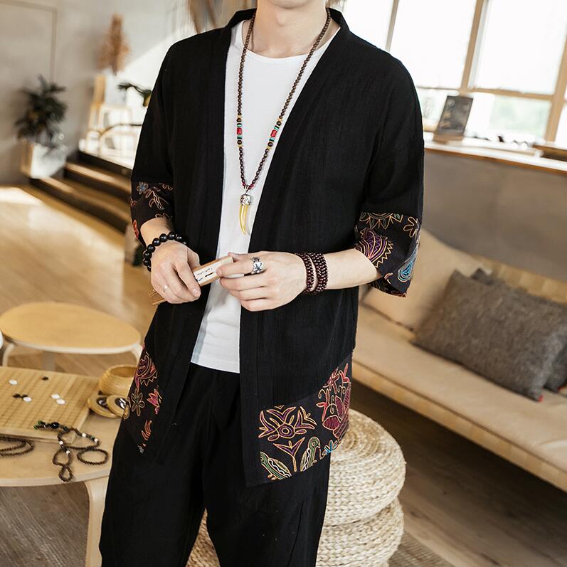 Cárdigan Kimono Haori para hombre, traje de Karate Samurai, ropa tradicional japonesa, Yukata FF2138: 1 / M