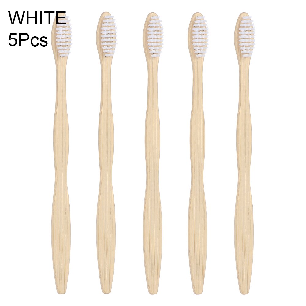 Natuurlijke Bamboe Tandenborstel Eco Vriendelijke Tandenborstels Resuable Zachte Haren Houtskool Tanden Borstel Dental Oral Care Levert: white 5Pcs