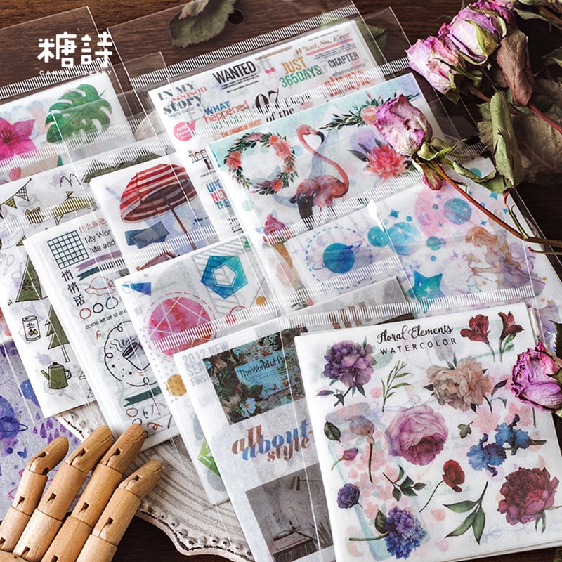 10 hojas de pegatinas de papel para decoración de viaje con Cactus y flores para alimentos, pegatinas para decoración de diario DIY, álbum de recortes