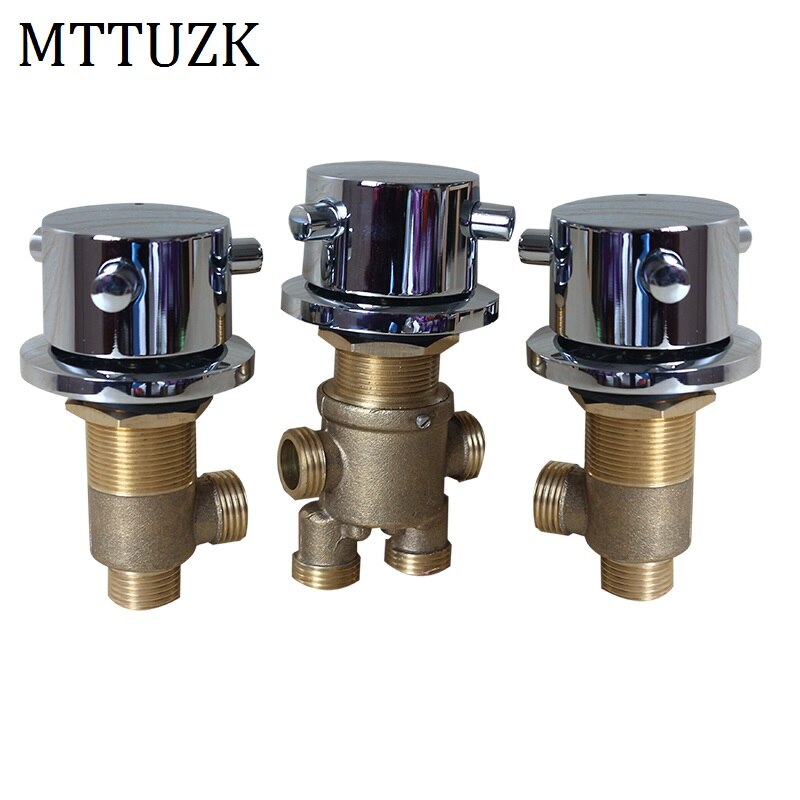 MTTUZK Solid Brass Chrome Finish Bathtub and Cold Water Control Valve Bath Shower Mixer Bathtub Faucet 3 Piece Set Faucet