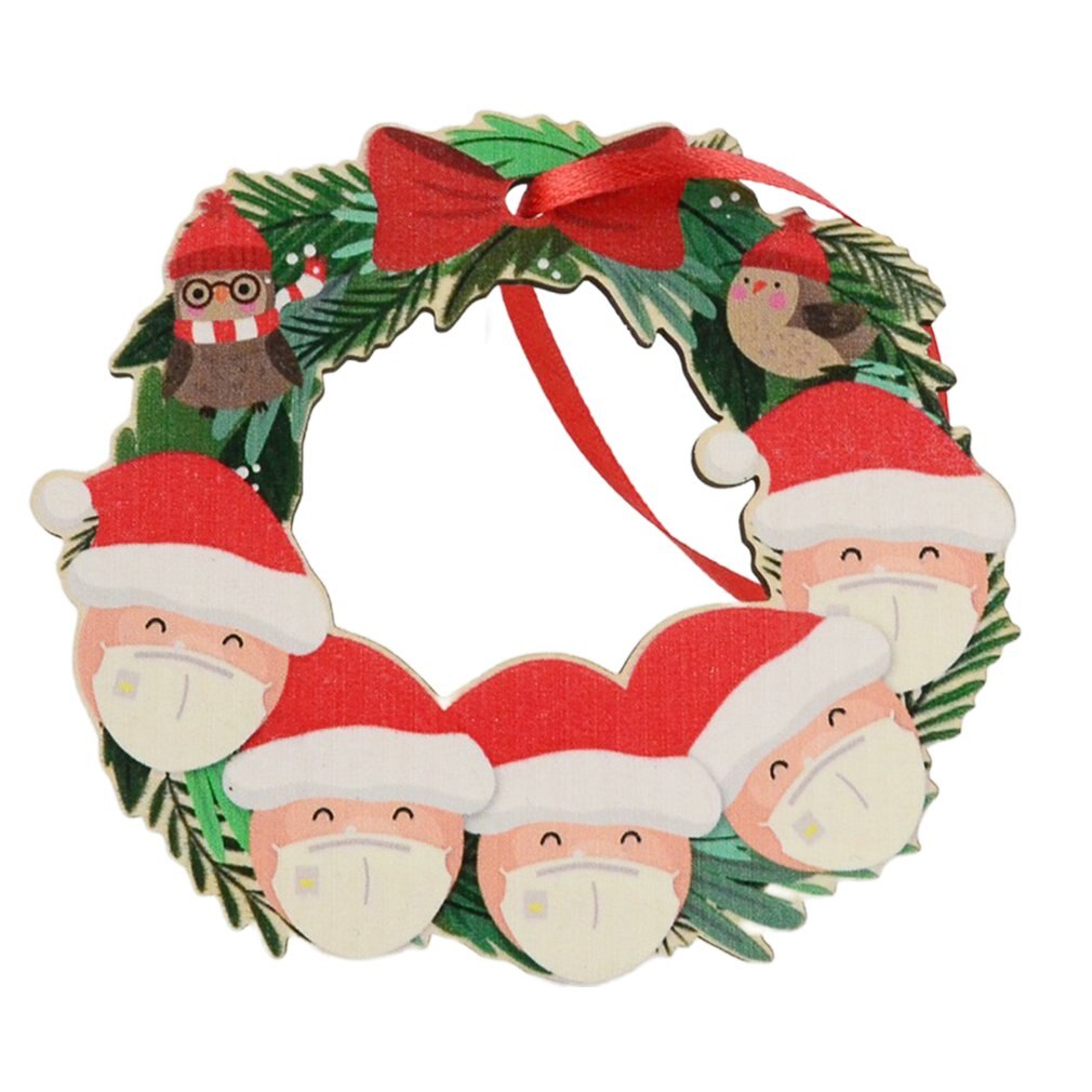 Cute Christmas Family DIY Christmas Tree Resin Pendants Snowman Pendants Wearing Masks And Christmas Hats: 5 doll