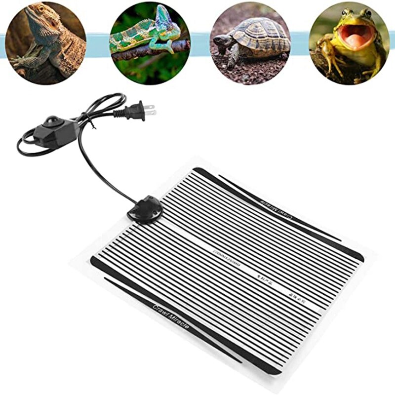 CRAWLMIRACLE 15W Reptile Heating Pad with Temperature Control Reptile Pet Under Tank Warmer Pad Terrarium Heat Mat for Bearded D