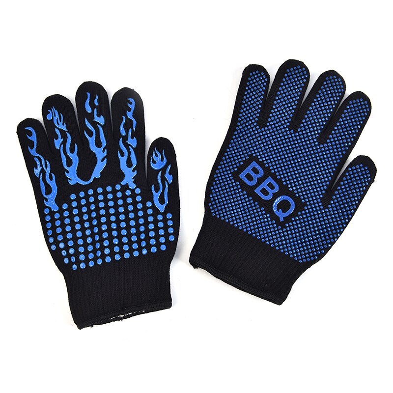 High temperature Resistant BBQ Fire Gloves Flame Retardant Non-slip Fireproof Grill Insulation Microwave Oven Gloves