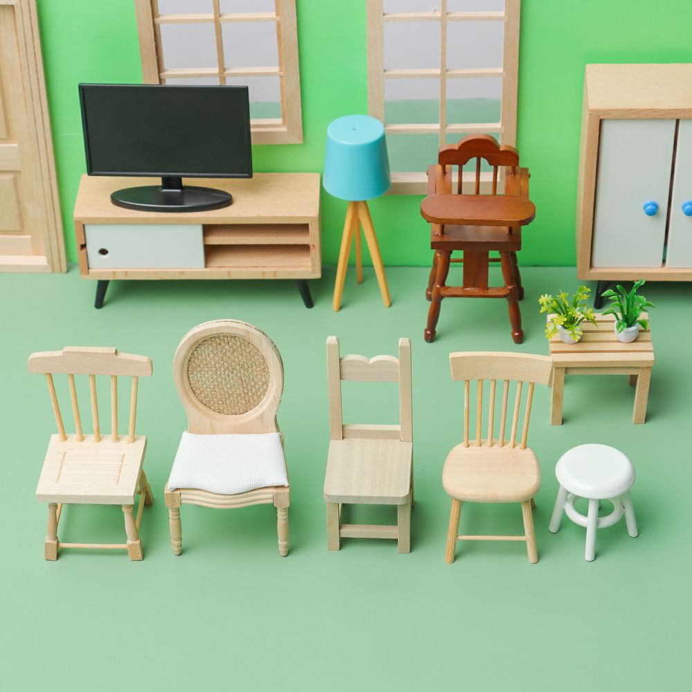 Speelgoedcadeau Restaurant Woonkamer Speelhuis Poppenhuismeubilair Hout Minikruk Miniatuurstoel Bank Poppenhuisaccessoires