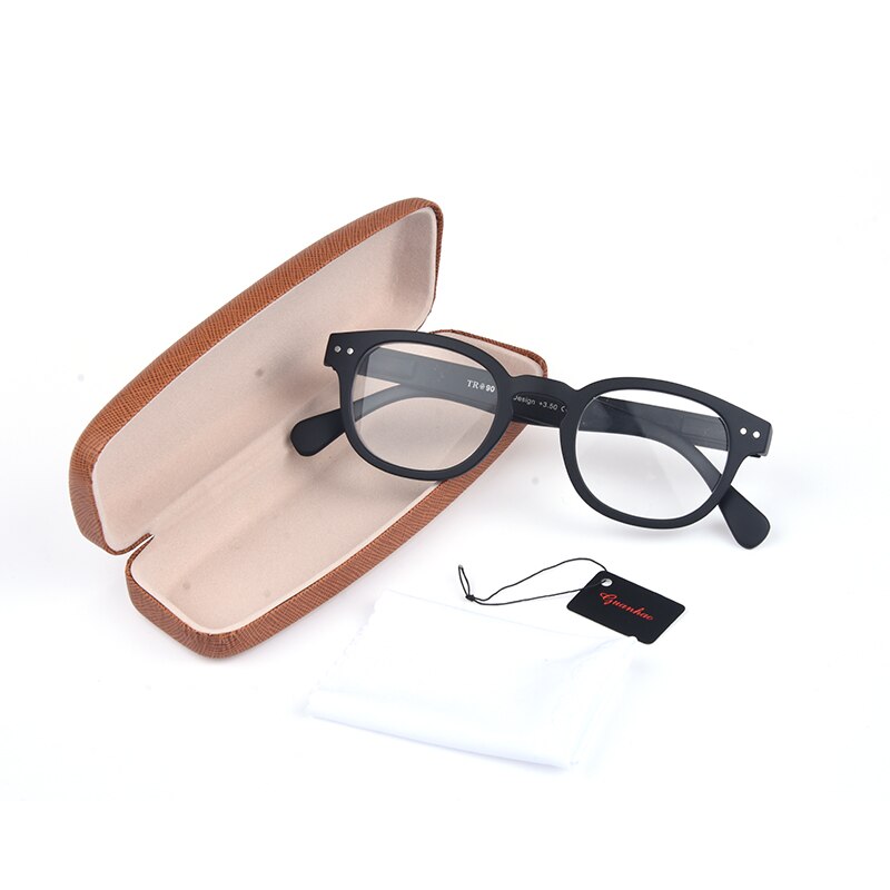 Guanhao klassieke zwarte retro-stijl leesbril met ronde leesbril, heren en dames, unisex, dioptrie presbyopie bril