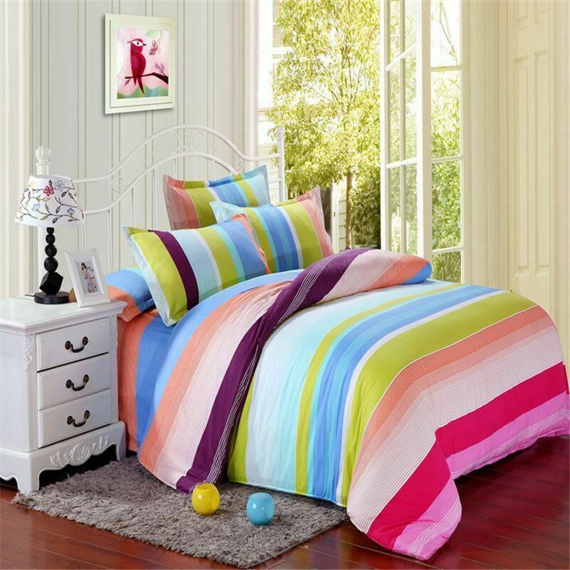 2Colours 4 Pcs All Size Duvet Cover with Pillow Case Quilt Cover Bedding Set Single Double King