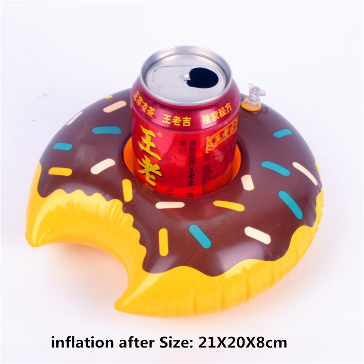 Decoración de de Flamenco de unicornio, copa de bebida inflable flotante, decoración de hawaiana, decoraciones para de cumpleaños para niños: Donuts black