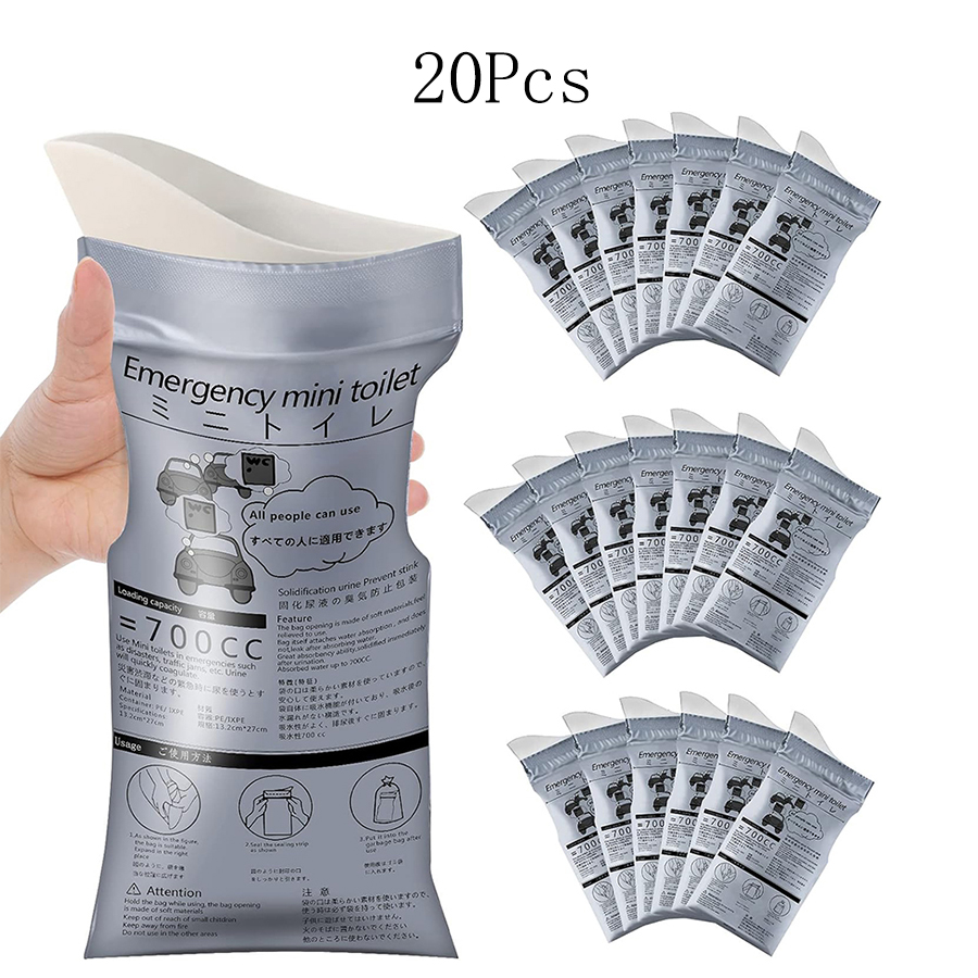 Urinpåsar för utomhusbruk (700ml (1/8/12/20- pack) - bärbar engångstoalett för camping, resor, trafikstockningar - unisex: Grön