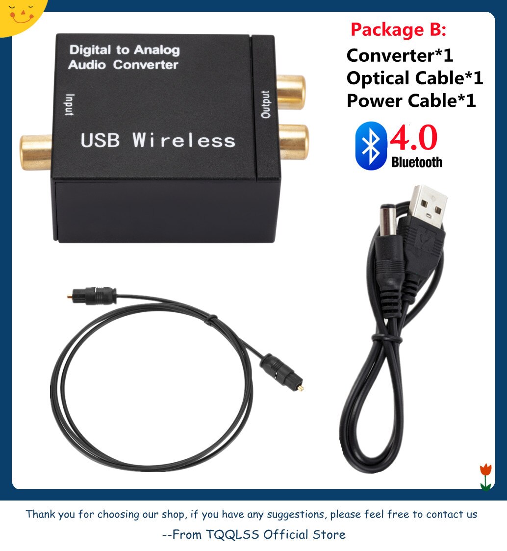 BT 4.0 DAC Digital To Analog Audio Converter Optical Fiber Toslink Coaxial Signal To RCA Audio Decoder SPDIF ATV DAC Amplifier: B-DAC With BT