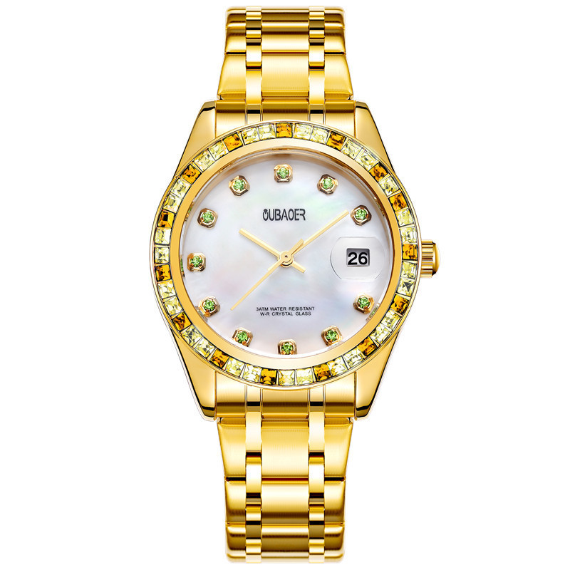Relogios Femininos Oubaoer Top Luxe Kalender Quartz-Horloge Dames Horloges Vrouwen Rvs Strass Horloges Vrouwen