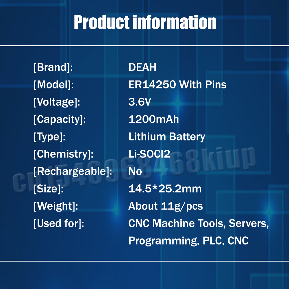 2 Stuks 3.6V 1200Mah ER14250 Er 14250 CR14250SL 1/2AA Lithium Batterij Met Pinnen Voor Plc Cnc machine Tools Touch Screen Water Meter